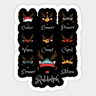 Santa's Reindeers White Sticker